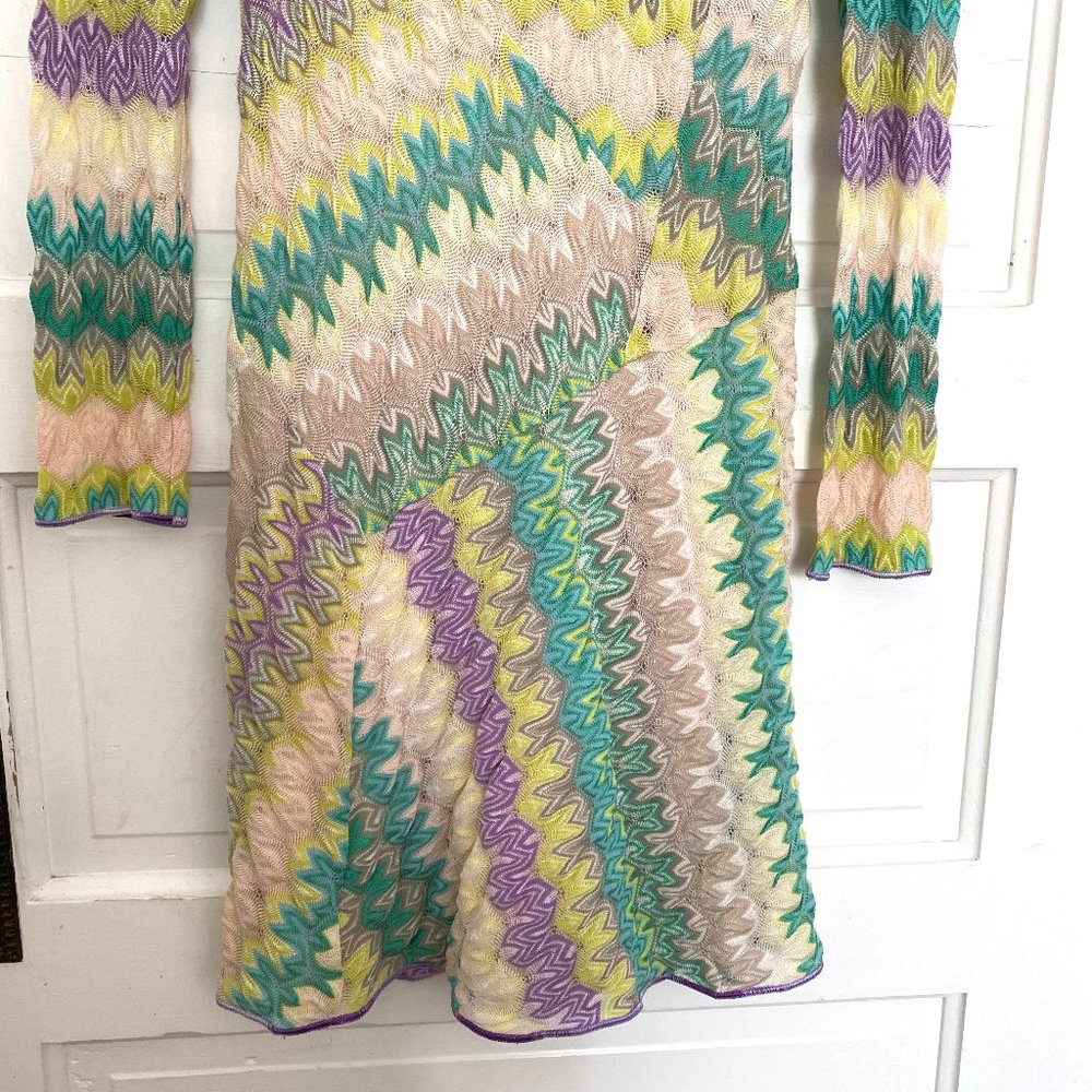 Missoni Deep V Classic Zig Zag Knit Dress Size 38 US Size 8 Multi-Color - Picture 3 of 9